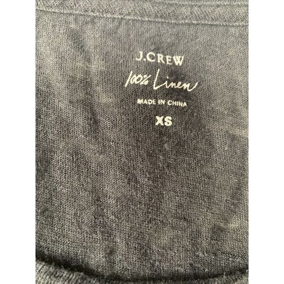 j crew womens solid black Round Neck short sleeve linen top t shirt xs - Picture 3 of 3